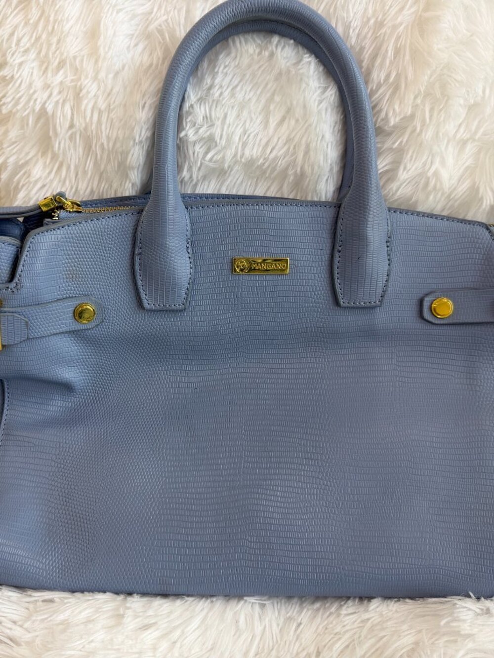 Joy Mangano Christie City Collection Luxe Lizard-Embossed Satchel French Blue